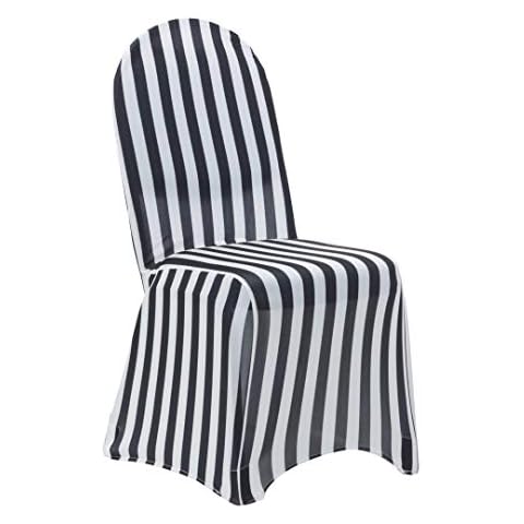YOUR CHAIR COVERS - 50 Pack Stretch Spandex Chair Cover Striped - Black and White, Wedding Slip Covers, Premium Quality Chair Cover Cover