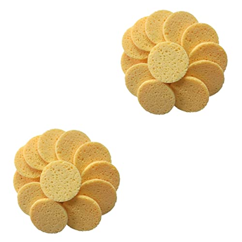 Housoutil 2sets Skin-friendly Makeup Cotton Sponge Reusable Cotton Pads for Face Round Makeup Pads Soft Face Cleaning Puff 65x8mm 20pcs*2