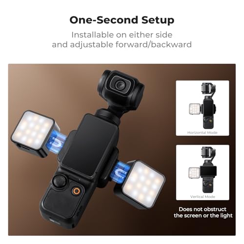 Image of K&F CONCEPT LM61 Magnetic Mini Light for DJI Osmo Pocket 4 /3, 1W USB C Rechargeable Auxiliary LED Fill Lighting, Color Temperature 3 Levels Adjustable 3000K /4500K /6000K, Brightness 2 Levels Video Lamp