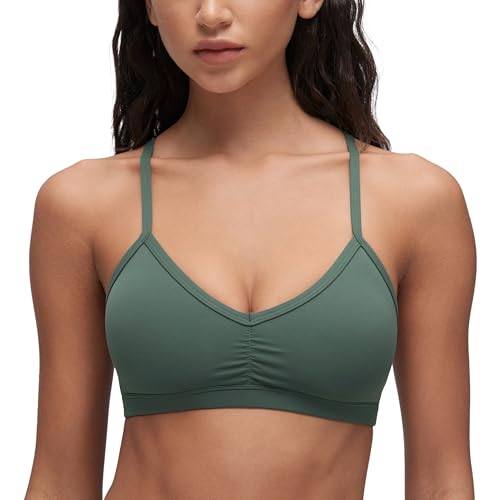 Image of CRZ YOGA Butterluxe Ruched Sports Bras | Light Support, Removable Pads, Yoga, Extremely Soft, Y Back, V Neck, Spaghetti Straps, for Women