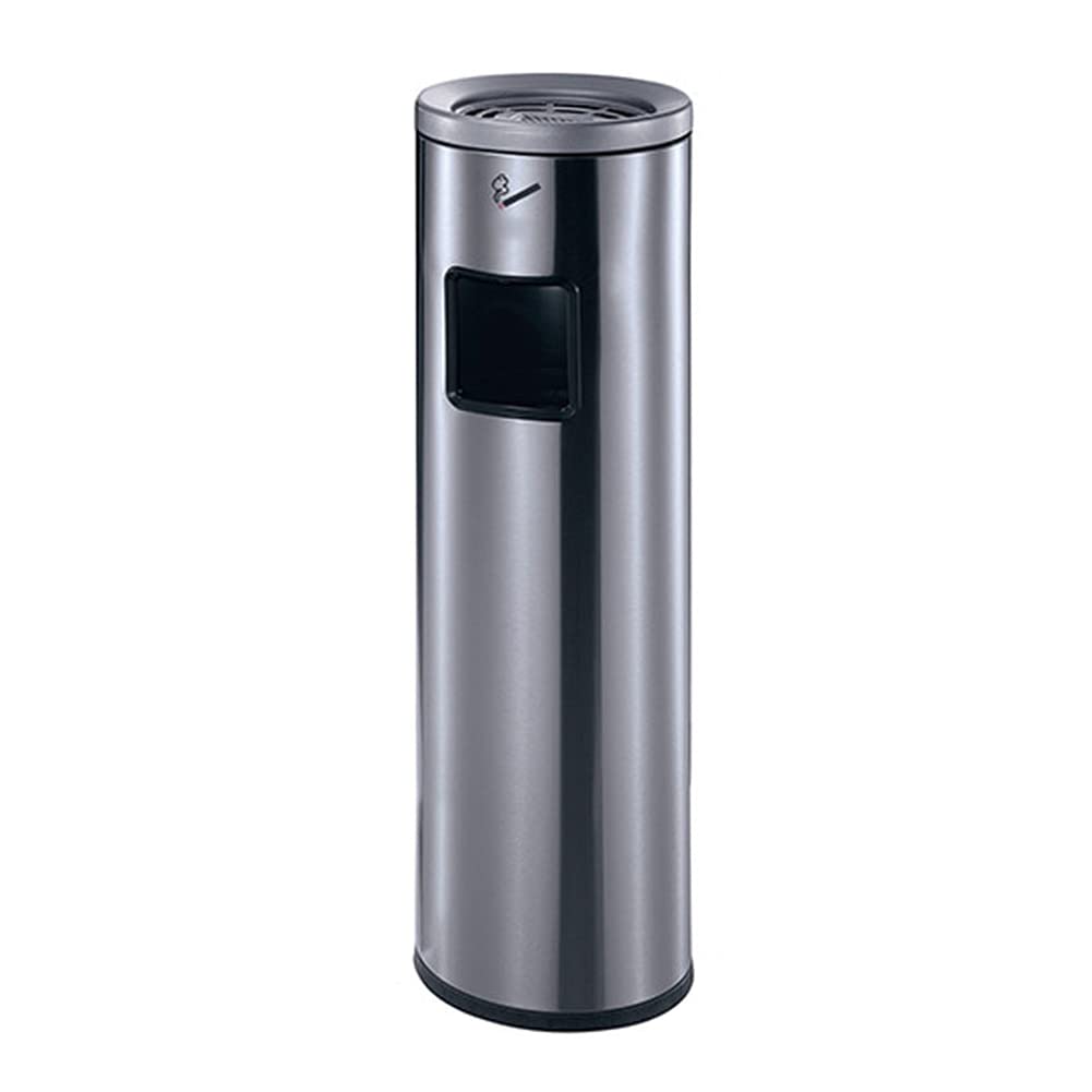 ashtray， Standing Ashtray Stainless Steel Cigarette Butt Post Litter Bin Free Floor Smokers Ash for Outdoor Indoor Holder(Silver)