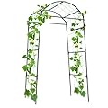 FOLLOOK Garden Arch Trellis for Climbing Plants Outdoor, 6.7ft Tall Cucumber Trellis for Raised Bed, Metal Arbor Climbing Plant Support Vegetable Tomato Bean Pea Grape Vine Trellis, Lightweight