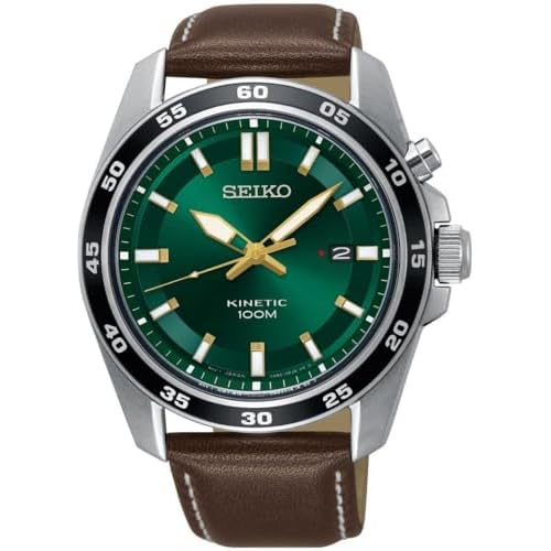 Seiko Herren-Uhr Kinetik Edelstahl mit Lederband SKA791P1