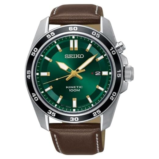Seiko Herren-Uhr Kinetik Edelstahl mit Lederband SKA791P1