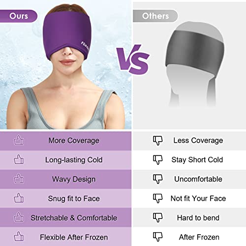 Fdmgel Ice Head Hat, Ice Pack Cap, Ice Head Wrap, Cold & Hot Penetration, Comfortable &Strechable (Purple) #TOP5