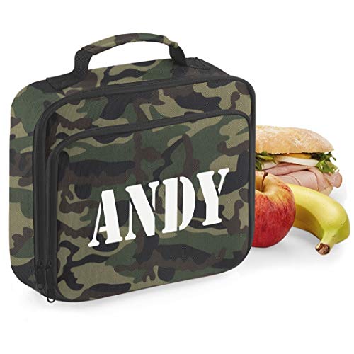 Nametape Express - Insulated Lunch Cooler Bag Printed with Name - Great for School or Work (Camouflage)