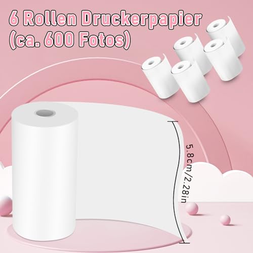 MILFECH 6 Rollen Druckpapier Thermopapier für Kinderkamera, Sofortdruck Thermopapier Druckpapier Nachfülldruckpapier, Nachfüllpapier für Kinderkamera Sofortdruckkamera, Weiß