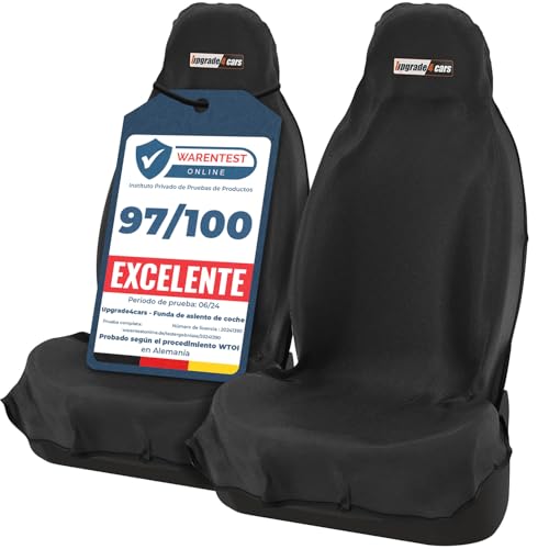 Upgrade4cars 2 x Funda de Asiento Delantero Impermeable para Coche Universal Negro