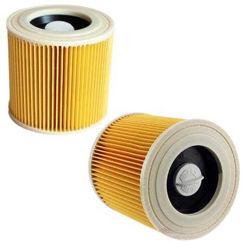 FIND A SPARE 2x Filter for Kärcher Vacuum Cleaner [WD3, WD2, WD1, MV3, MV2, A, K, KNT, NT, SE, VC] – 2 Round Filters + 2 Closure Screws for Allergy Sufferers against Fine Dust/Odors [WD 3 2 1 MV]