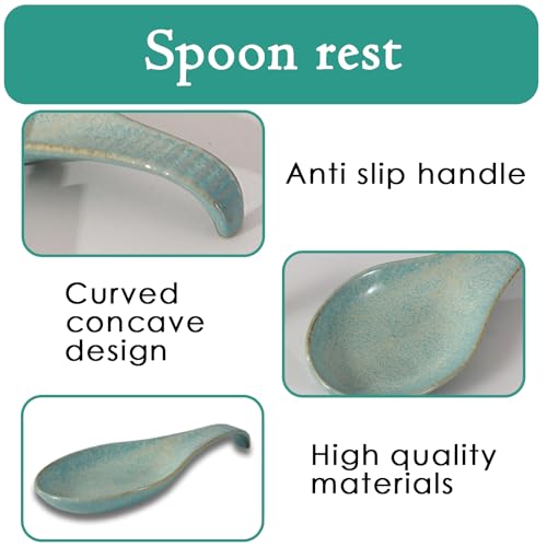 1pcs Spoon Rest, Spoon Holder, Spoon Rest Ceramic, Kitchen Countertop Heat-Resistant Spoon and Cooking Utensil Holder, Ceramic Retro Holder for Spoons, Tongs, Spatulas - Image 4