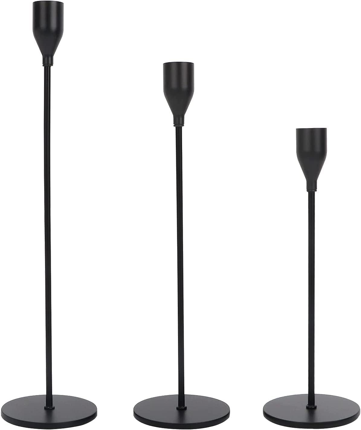 Matte Black Candlestick Holders Set of 3, Candle Holder