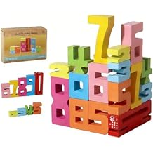 BOVVSKY Wooden Number Building Blocks, Montessori-Inspired Wooden Number Building Blocks, Math Learning Toys for Kids Digital Educational Counting Toys 20pcs