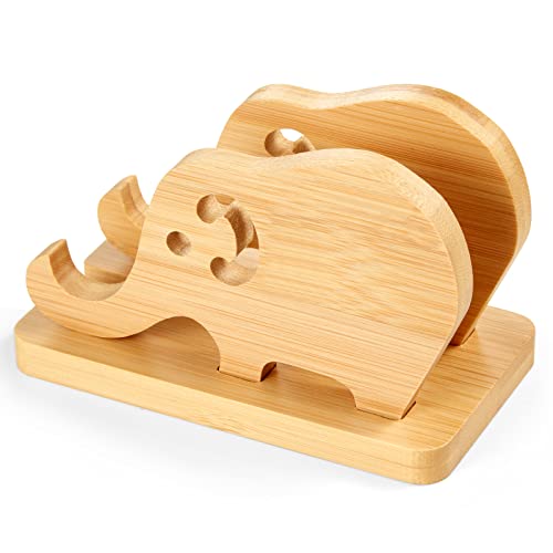 Fadydail BPSE-1 Bamboo Elephant Phone Stand For Desk, Detachable Wooden Mobile Phone Stand Wood Desk Cell Phone Holder Desktop Dock Cradle For Iphone Samsung Huawei Xiaomi All Phones thumb #2