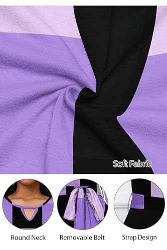 Image of CLOCOR Midi Dresses for Women Casual A-Line Fit and Flare Dress Crewneck 3 /4 Sleeve Keyhole Cocktail Party Church Dress