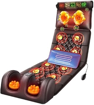 Full Body Massage Mat with Heat,Massage Mat with Heat and Vibration, 10 Motors, 20 Neck Shiatsu Heads, 9 Massage Modes for Muscle Relief