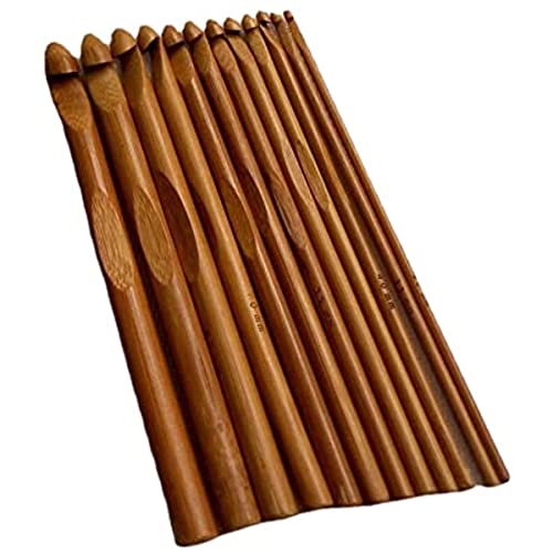 12pcs 6\" Bamboo Crochet Hooks Needle Knitting Hooks Knit Craft Weave Yarn 3 to 10 mm Diameters