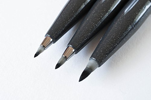 Pentel Fude Touch Sign Pen, 3 Types Assorted (Medium,Fine,Extra Fine) Black, Original 5 Colors Sticky Notes
