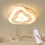SENFAY LED Deckenleuchte Dimmbar Holz Schlafzimmer Lampe Mit Fernbedienung Deckenlampe 35W Wohnzimmerlampe Mit Memory Funktion,3000K-6500K Ø45cmWolkenforming Design Deckenbeleuchtung