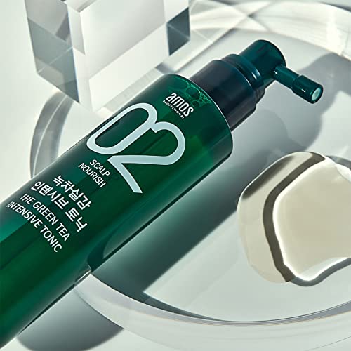 Amos Professional The Green Tea Scalp Essential Tonic 2.7 Oz (80Ml) | Anti-Hair Loss Intensive Nourishment Treatment | Korean Hair Salon Brand #TOP7