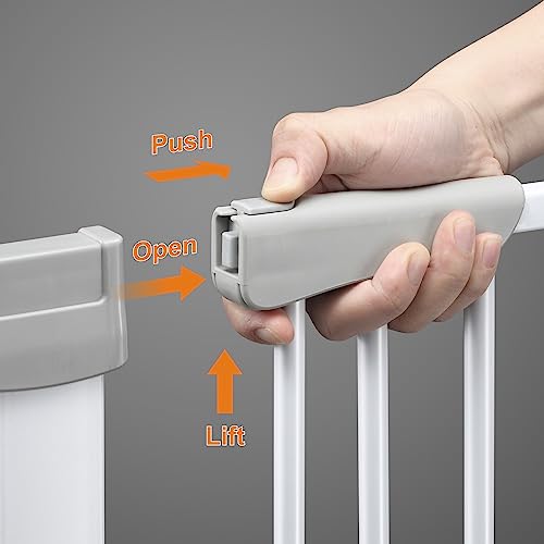 51.18" Extra Tall Cat Gate for Doorway, 30.5"-40" Auto Close Pet Gate Include 2.75" and 5.5" Extension Kits, No Drilling Pressure Mount Kit, Suitable for Doorways or Kitchen, New White