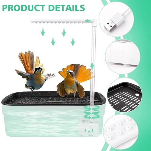 Image of Parrot Bathtub Bird Automatic Bath Shower Bird Bath for Cage with 180 Circulating Faucet Contains USB and Power Plug for Small Medium Birds Cockatiel Lovebird (Bath Machine)