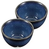 JECOMPRIS Tazas de Sake de Cerámica Japonesa 2 Piezas Estilo Japonés Esmalte Azul Tipo Horno Capacidad Grande para Servir Sake y Té para Hogar y Restauración
