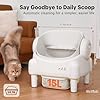 Self Cleaning Litter Box,Open Top Automatic Litter Box with App Control for Multiple Cats, Safety Sensors Protection, Odor Control Includes 2 roll Liners,Large Waste Bin, Cream White #5