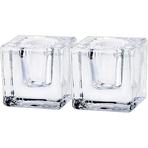 JONERAY Clear Glass Candlestick Holders, Taper Candle Holders for Wedding Party, Table Centerpiece Decor, 2pcs/Set Cover