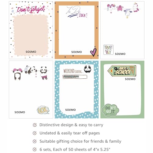 Image of Amazon Brand - Solimo To Do List Notepads, 4 inch X 5.25 inch Tear Off Block Planner For Office, Home, Work Stationery Supplies, Set Of 6, 50 Pages