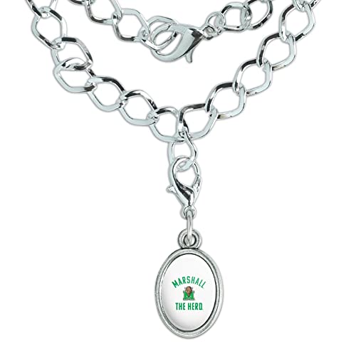 GRAPHICS & MORE Marshall Bison Silver Plated Bracelet with Antiqued Oval Charm