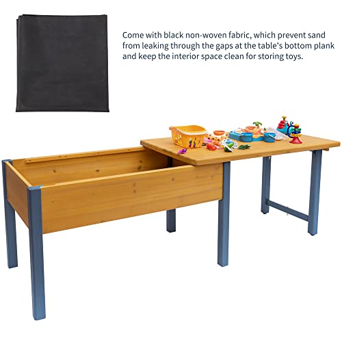 Birasil Wooden Sensory Tables With Folding Lid, Activity Play Table For Kids, Elevated Sand Pit Sandbox For Indoor #TOP1