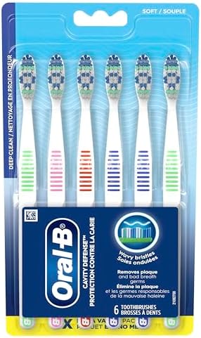 Oral-B Cavity Defense Toothbrush, Soft, 6 Count (Colors May Vary)