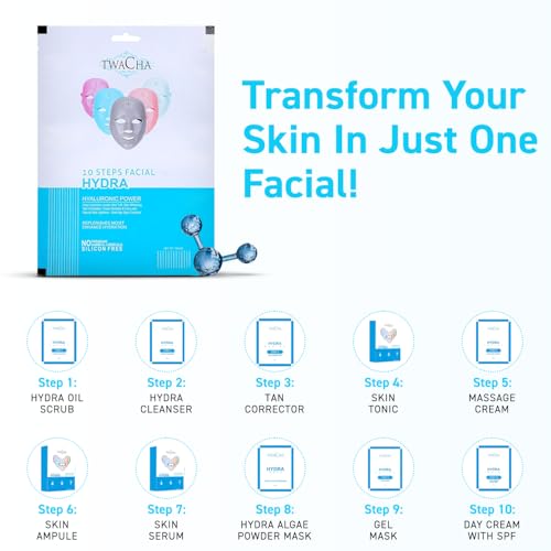 Image of TWACHA Hydra Facial Kit for Deep Hydration & Instant Brightening Skin With Hyaluronic Power For Multi-Level Skin Hydration And Rejuvenation Anti-Ageing Facial Kit for Men & Women, 1 Count