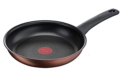 Tefal G25304 Sartén Resource 24 cm, revestimiento antiadherente Titanium Pro, señal térmica, duradera, apta para inducción, para todo tipo de placas, fácil de limpiar, color negro/cobre