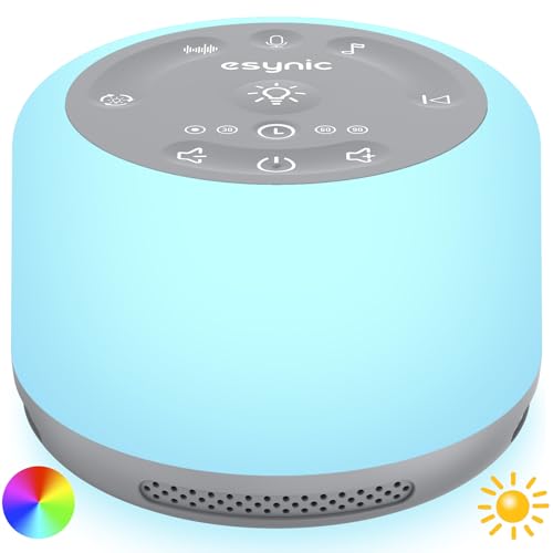 Image of eSynic White Noise Machine Portable Sound Machine for Baby Sleep with 30 Types of Relaxing Sounds Adjustable Night Light Timer Built-in Battery Large Capacity