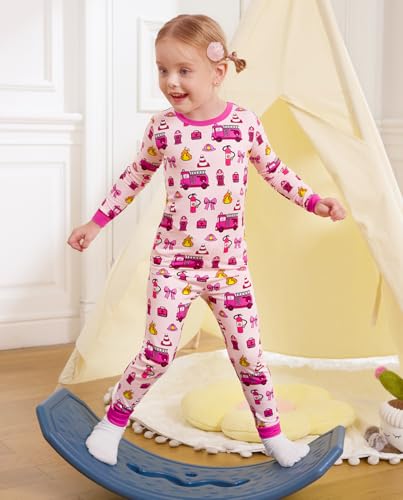 Bamboo Viscose Toddler Girls Kids Pajama Sets 12M-8Y Snug fit Long-Sleeve Softness Sleepwear Pjs 2pcs Jammies3