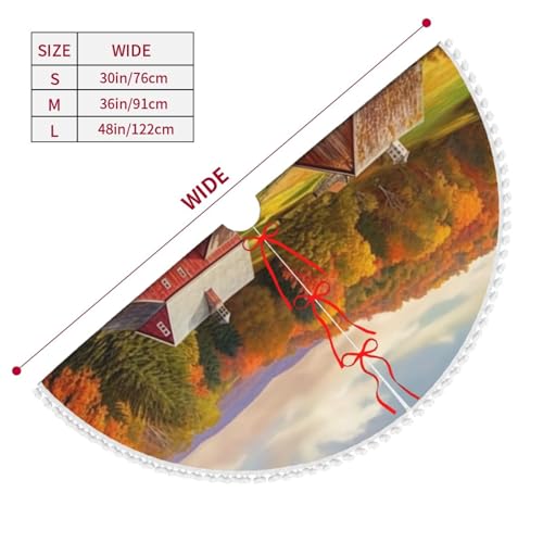 Jupe de sapin de Noël rustique Country Farm 122 cm avec pompons - 4
