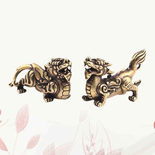 BESPORTBLE Feng Shui Bronze Kylin Qilin Estátua Escultura de Cobre Chi Lin Pixiu Estátua Sorte Feng