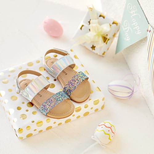 Image of Felix & Flora Toddler Girl Sandals - Little Girl Easter Dress Shoes Lightweight Open Toe Beach Holiday Flats