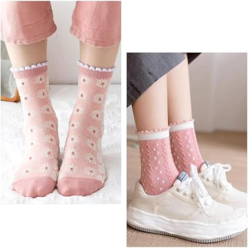 image for MarJunSep Cute Floral Crew Socks for Women Teen Girls Flower Cottageco