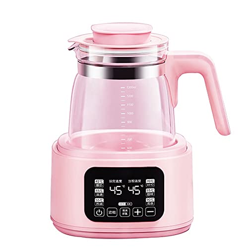 GLORYSAT Hervidor de vidrio de 1,3 L, temperatura constante de 72 horas, control de pantalla táctil, color rosa