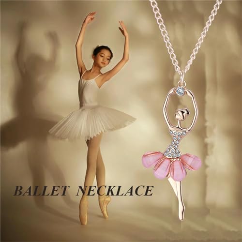 Dreuyet Ballerina Necklace for Women Charm Crystal Rhinestone Ballerina Pendant Necklace Dainty Sweet Dancer Dancing Necklace Ballet Recital Themed Dancer Gifts4