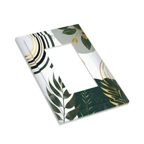 Decorative Outlet Covers Boho Green Leaves Bohemian Gold Sun 1 Gang Single Decora Gfci Device Light Switch Covers Plate 1 Rocker Wall Plate Jumbo Faceplate