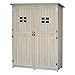 Outsunny Cobertizo de Madera Caseta Exterior Armario Herramientas de Jardinería Doble Puertas Techo Impermeable Compartimientos de Diferentes Tamaños 127.5x50x164cm Madera Maciza