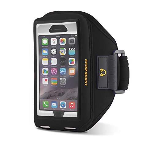 Gear Beast Sports Armband for iPhone Xs, XR, X, 8, 7, 6S, 6, Galaxy S7 S6 S6 Edge with Rugged Phone Case. Phone Case Holder for Running Jogging Workout Fitness