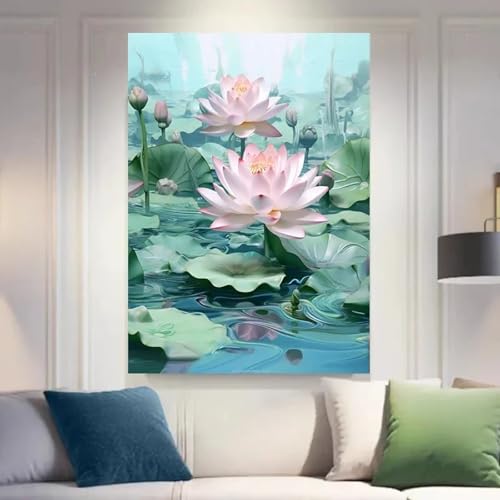 Affiche fleur lotus pour habiller un grand mur vide de salon