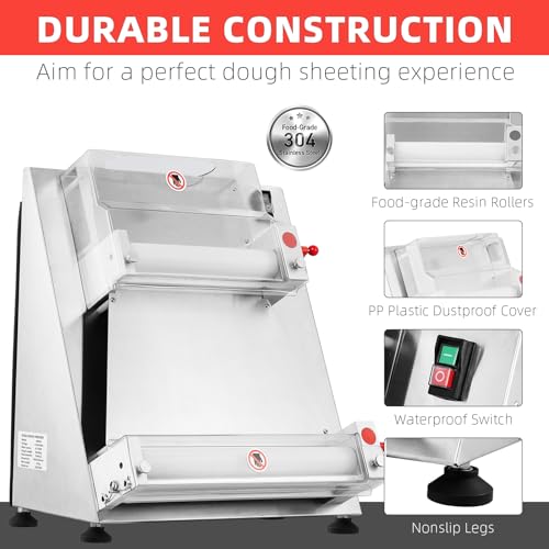 Garveehome 01 Commercial Pizza Dough Roller Sheeter,Max 16 Inch Automatic 370W Electric Pizza Dough Roller thumb #3