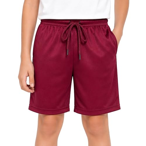 Image of RISH Kids Dri-Fit Sports Shorts for Boys & Girls | Breathable Polyester Activewear Shorts with Elasticated Waist, Drawstring & 2 Side Pockets | Solid Colours | Single and Multi Packs