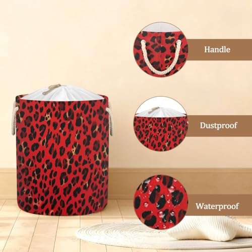 Panier à linge à imprimé léopard rouge Mexpekil grand sac imperméable pliable