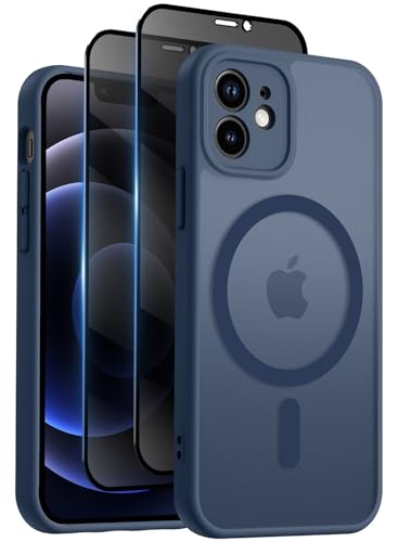 Aekyiwot Hülle für iPhone Magnetische Handyhülle Kompatibel mit iPhone mit Kameraschutz, 1 Hülle mit 2 Schutzfolie Sichtschutz Privacy Schutz, Stoßfest Kratzfest Schutzhülle